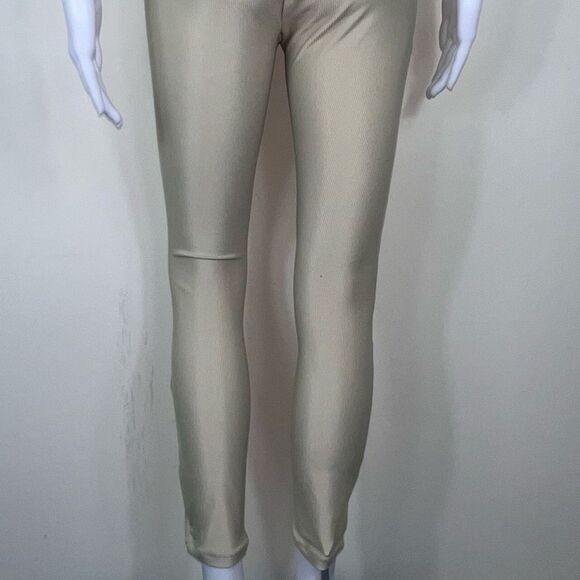 WeWoreWhat Solid Rib Scoop Jumpsuit in Khaki with Gold Chain Belt - Picture 13 of 16